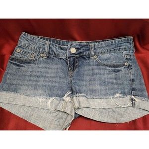 American Eagle Denim Blue jean SHORTS Women’s Size 2 Cuffed Distressed Cutoff